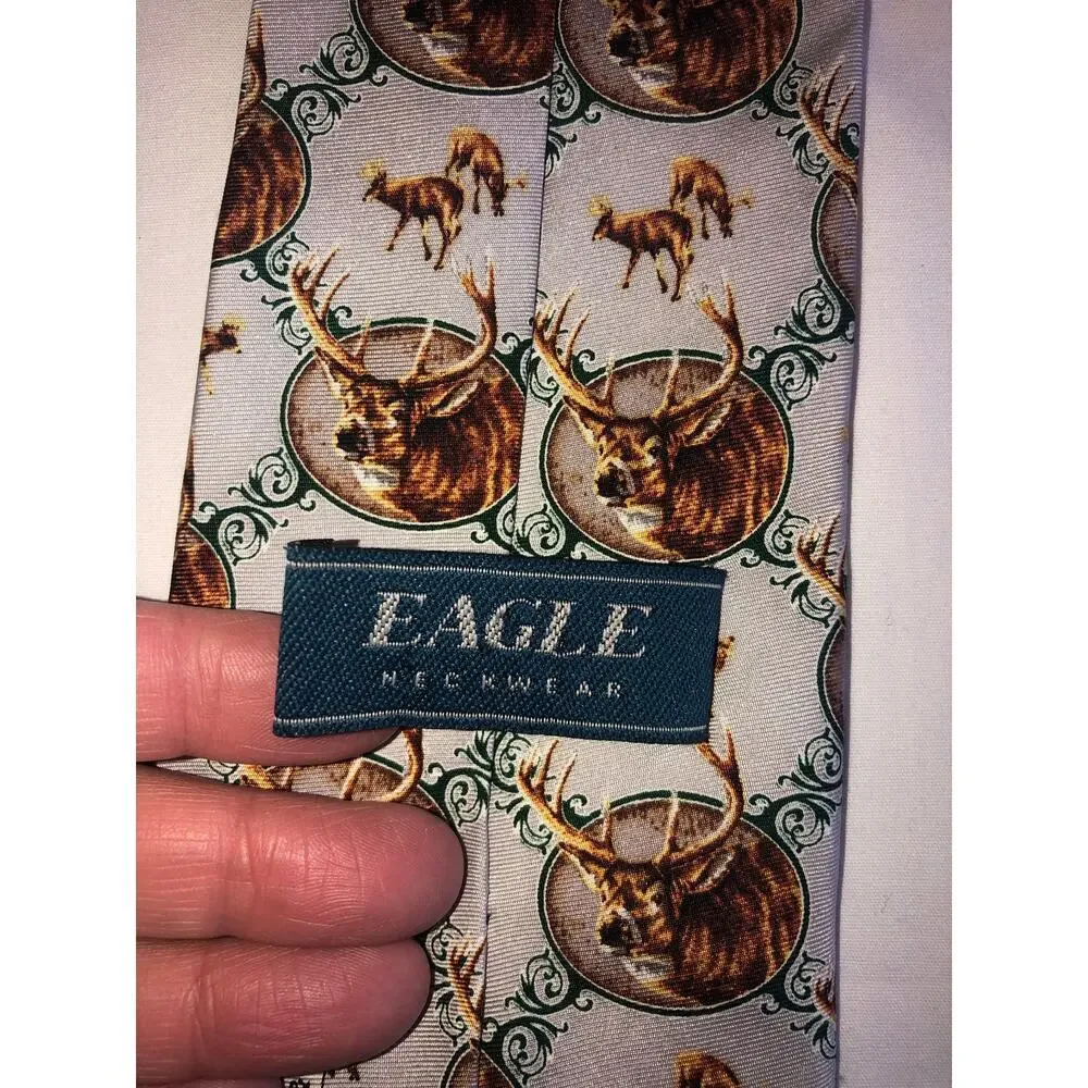 Vintage Bucks Does Stag Silk Mens Tie Reindeer Jon Q Wright Artist 2004